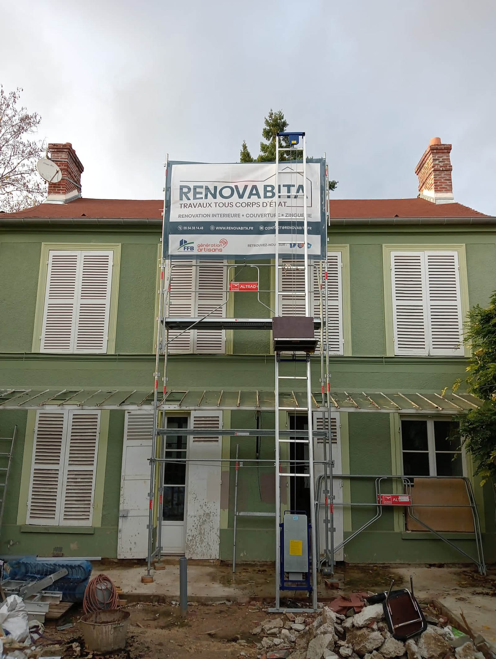 Chantier couverture zinc tuiles